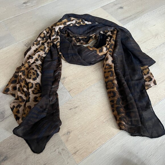 Accessories - Oversized Leopard Sheer Scarf